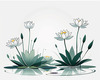 Minimalistic Serene Lily Pond with Abstract Lotus Flowers Nature Art