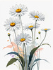 Serene Tranquil Minimalist Daisy Sketch with Peaceful Sky