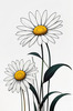 Serene Tranquil Minimalist Daisy Sketch with Peaceful Sky