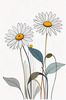 Serene Tranquil Minimalist Daisy Sketch with Peaceful Sky