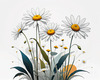 Serene Tranquil Minimalist Daisy Sketch with Peaceful Sky