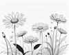 Serene Tranquil Minimalist Daisy Sketch with Peaceful Sky