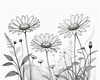 Serene Tranquil Minimalist Daisy Sketch with Peaceful Sky