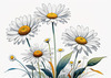 Serene Tranquil Minimalist Daisy Sketch with Peaceful Sky