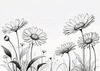 Serene Tranquil Minimalist Daisy Sketch with Peaceful Sky