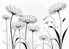 Serene Tranquil Minimalist Daisy Sketch with Peaceful Sky