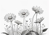 Serene Tranquil Minimalist Daisy Sketch with Peaceful Sky