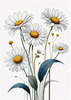 Serene Tranquil Minimalist Daisy Sketch with Peaceful Sky
