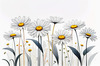 Serene Tranquil Minimalist Daisy Sketch with Peaceful Sky
