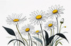 Serene Tranquil Minimalist Daisy Sketch with Peaceful Sky