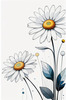 Serene Tranquil Minimalist Daisy Sketch with Peaceful Sky