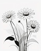 Serene Tranquil Minimalist Daisy Sketch with Peaceful Sky