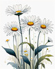 Serene Tranquil Minimalist Daisy Sketch with Peaceful Sky