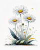 Serene Tranquil Minimalist Daisy Sketch with Peaceful Sky