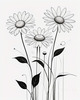 Serene Tranquil Minimalist Daisy Sketch with Peaceful Sky