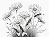 Serene Tranquil Minimalist Daisy Sketch with Peaceful Sky