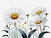 Serene Tranquil Minimalist Daisy Sketch with Peaceful Sky