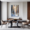 Serene Snowy Pine Forest Dining Room Demo