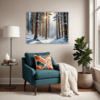 Serene Snowy Pine Forest Living Room Demo