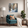 Serene Snowy Pine Forest Living Room Demo