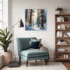 Serene Snowy Pine Forest Living Room Demo