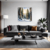Serene Snowy Pine Forest Living Room Demo