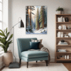 Serene Snowy Pine Forest Living Room Demo