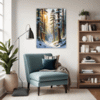 Serene Snowy Pine Forest Living Room Demo
