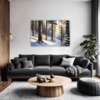 Serene Snowy Pine Forest Living Room Demo