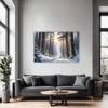 Serene Snowy Pine Forest Living Room Demo