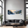 Serene Snowy Pine Forest Living Room Demo
