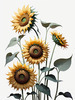 Abstract Serene Sunflowers Sketch with Minimalist Pastel Sky