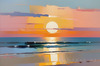 Abstract Minimalist Sunrise on a Secluded Beach Printable Art