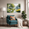 Serene Swans Pond Living Room Demo