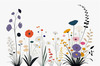 Tranquil Minimalist Nature Art of Serene Wildflowers