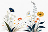 Tranquil Minimalist Nature Art of Serene Wildflowers