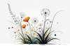 Tranquil Minimalist Nature Art of Serene Wildflowers