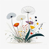Tranquil Minimalist Nature Art of Serene Wildflowers