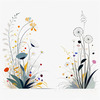 Tranquil Minimalist Nature Art of Serene Wildflowers