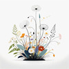 Tranquil Minimalist Nature Art of Serene Wildflowers