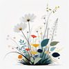 Tranquil Minimalist Nature Art of Serene Wildflowers