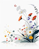 Tranquil Minimalist Nature Art of Serene Wildflowers