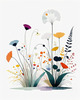 Tranquil Minimalist Nature Art of Serene Wildflowers