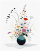 Tranquil Minimalist Nature Art of Serene Wildflowers