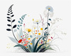 Tranquil Minimalist Nature Art of Serene Wildflowers