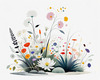 Tranquil Minimalist Nature Art of Serene Wildflowers
