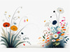Tranquil Minimalist Nature Art of Serene Wildflowers