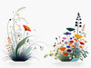 Tranquil Minimalist Nature Art of Serene Wildflowers
