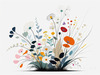 Tranquil Minimalist Nature Art of Serene Wildflowers