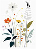 Tranquil Minimalist Nature Art of Serene Wildflowers